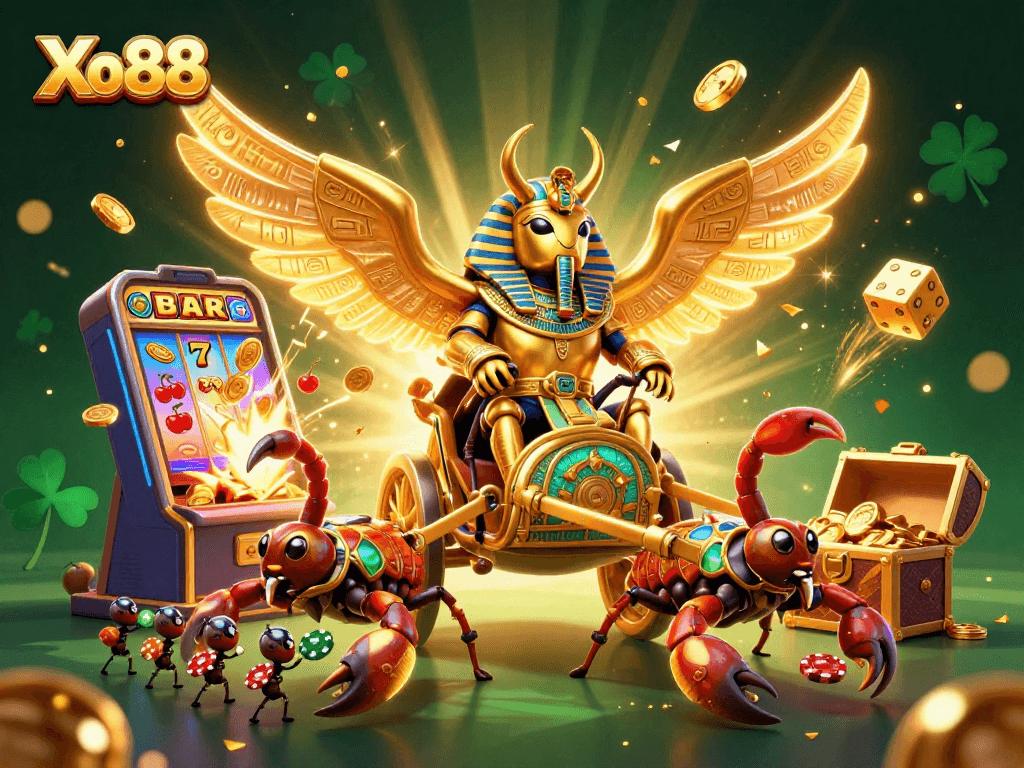 Experience thrilling gaming at Xo88 with vibrant characters and casino elements.