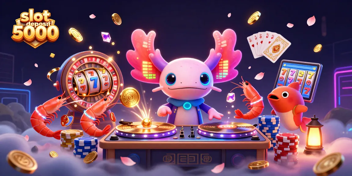 Spin and win with slot deposit 5000 in this dynamic, colorful casino scene.