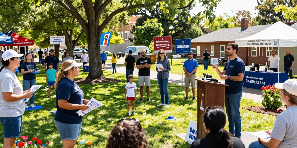 Casey Askar engaging with voters at a community park event, showcasing his political campaign.