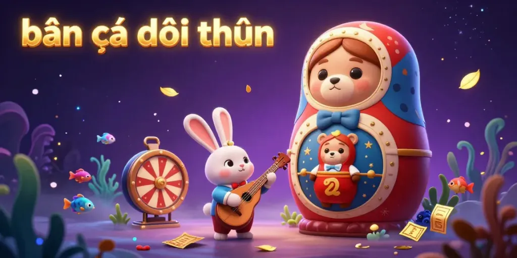 Engage in bắn cá đổi thưởng with a vibrant 3D underwater casino scene featuring sea creatures and dynamic gaming items.