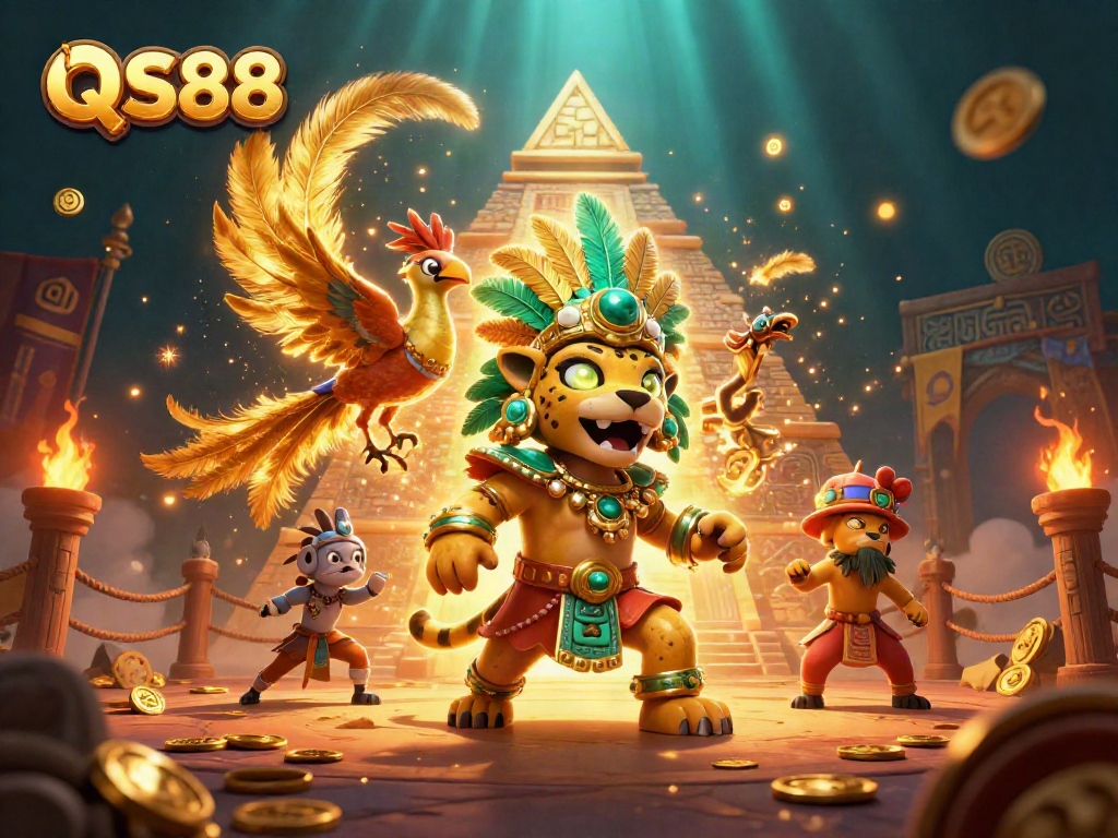 Experience thrilling bets at QS88 with a vibrant 3D illustration of gaming excitement.