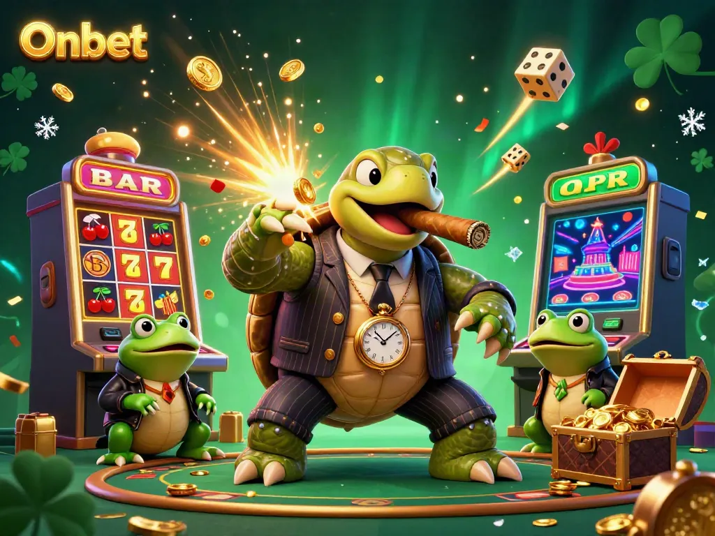 Experience the thrill of Onbet with a vibrant casino scene featuring unique characters and striking visuals.