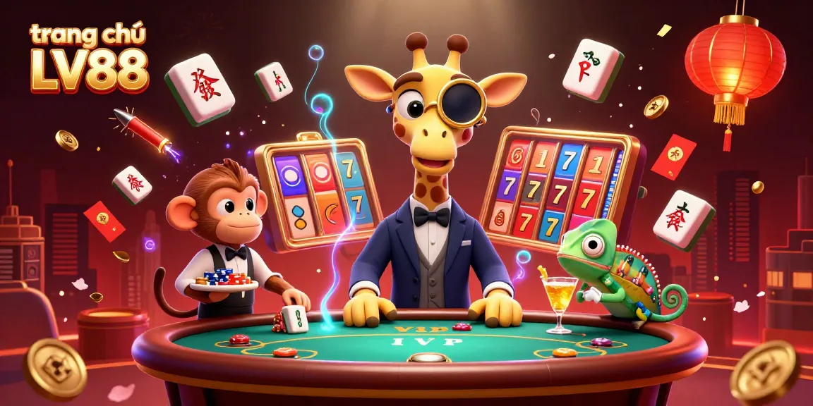 Experience excitement at trang chủ LV88 with a high-roller giraffe and vibrant casino elements.