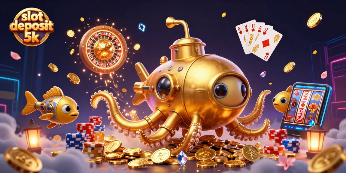 Experience the thrill of slot deposit 5k with golden kraken submarine and vibrant casino elements.