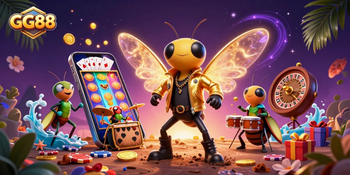 Experience GG88's vibrant gameplay with cartoon characters immersed in a colorful casino adventure.
