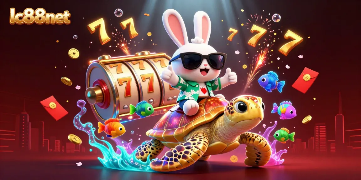 Engage in lagging opportunities at lc88net with a vibrant scene featuring a lucky rabbit and golden turtle.