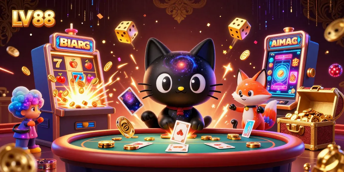 Win big at LV 88 with a cosmic casino scene featuring exciting gaming elements and characters.